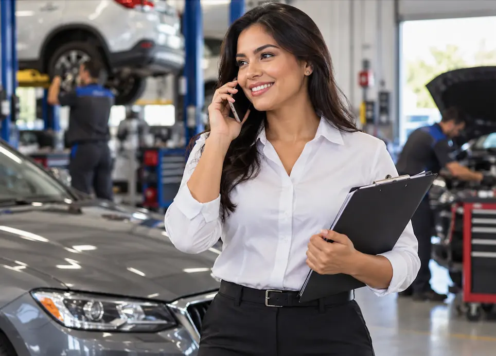 Asesora de servicio recibiendo una solicitud de cita automotriz en Pachuca